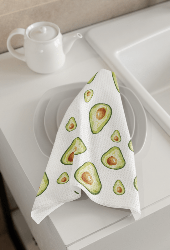 Avocado Microfiber Waffle Towel - Blue Cava