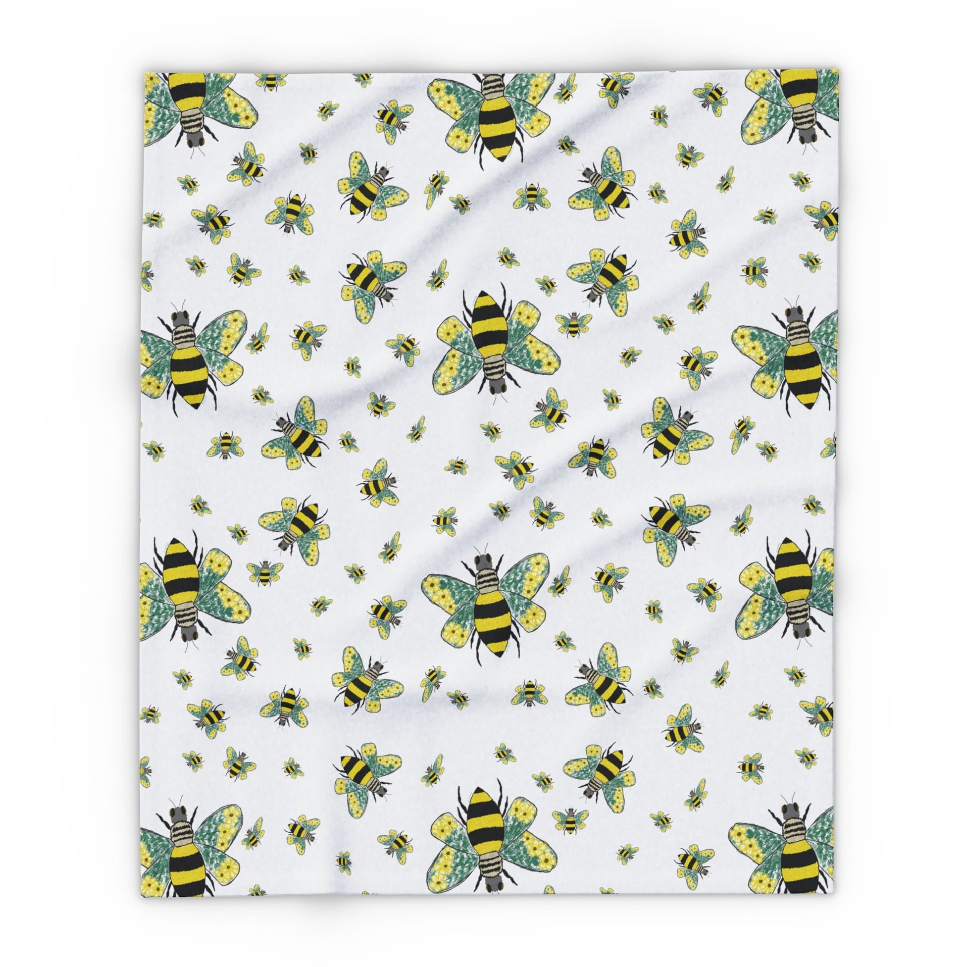 Bee - Themed Arctic Fleece Blankets - Blue Cava