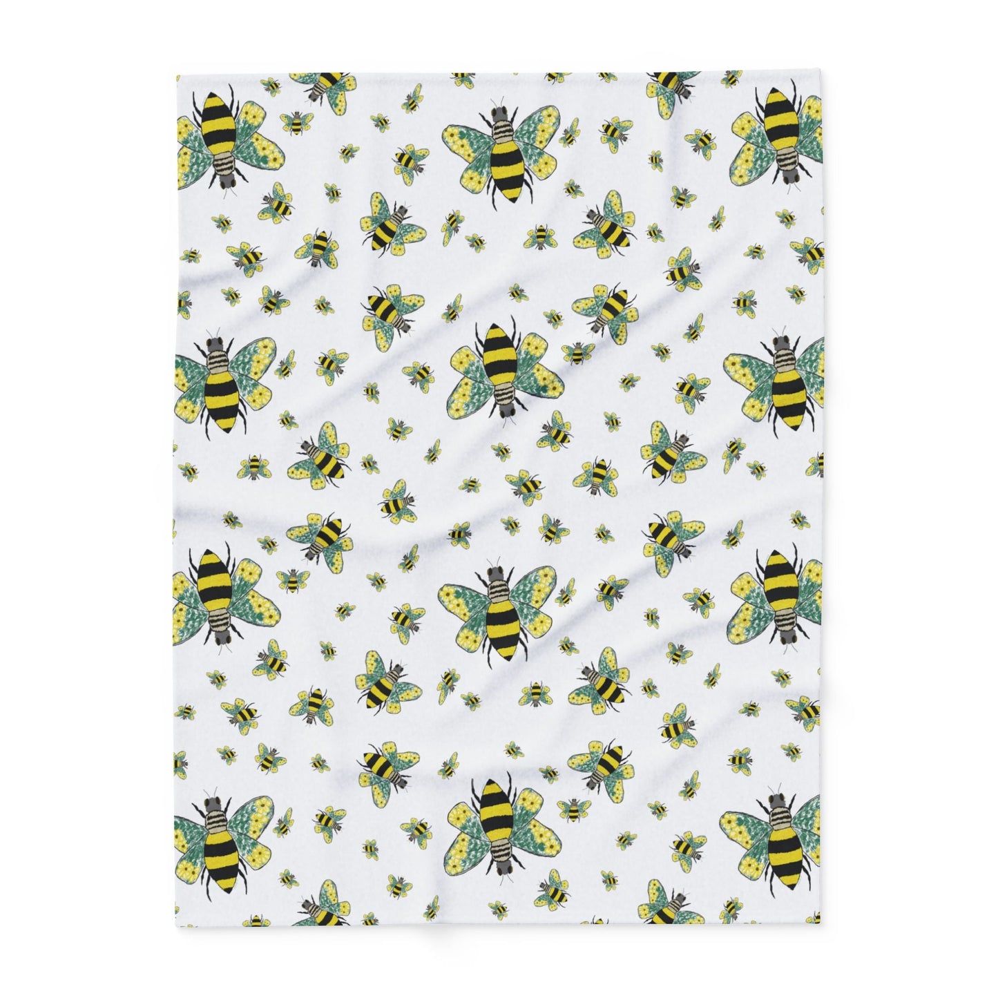 Bee - Themed Arctic Fleece Blankets - Blue Cava
