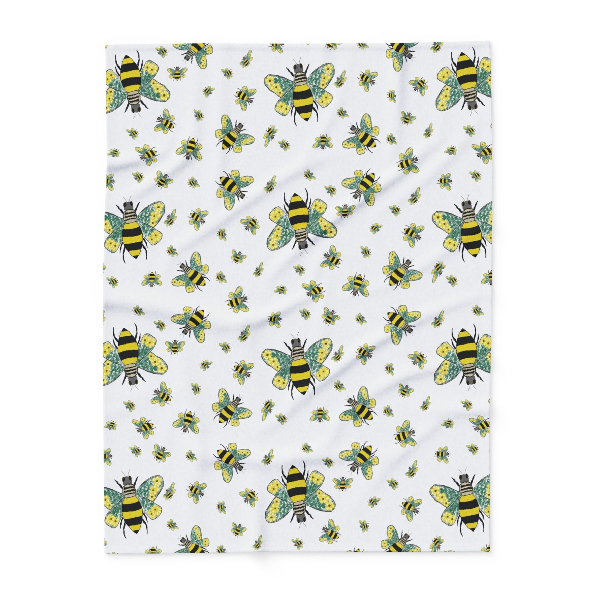 Bee - Themed Arctic Fleece Blankets - Blue Cava