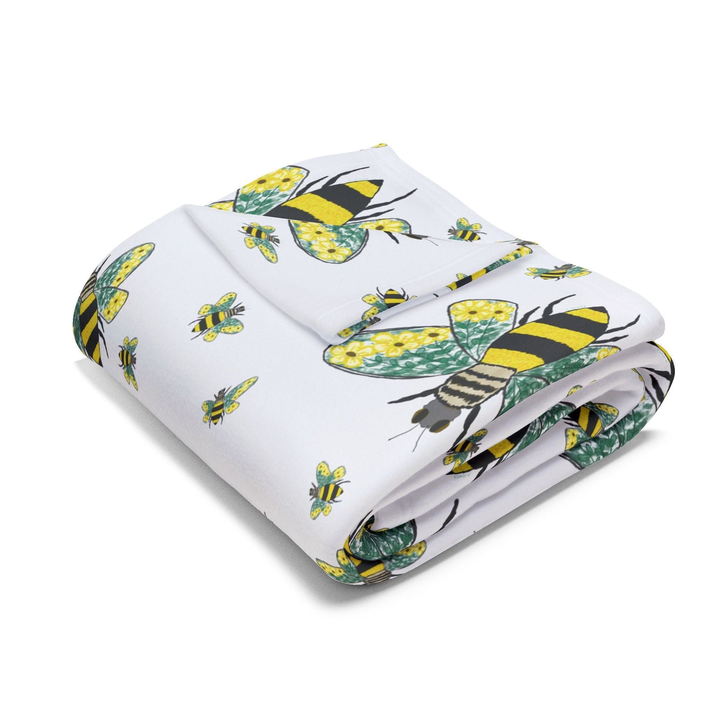 Bee - Themed Arctic Fleece Blankets - Blue Cava