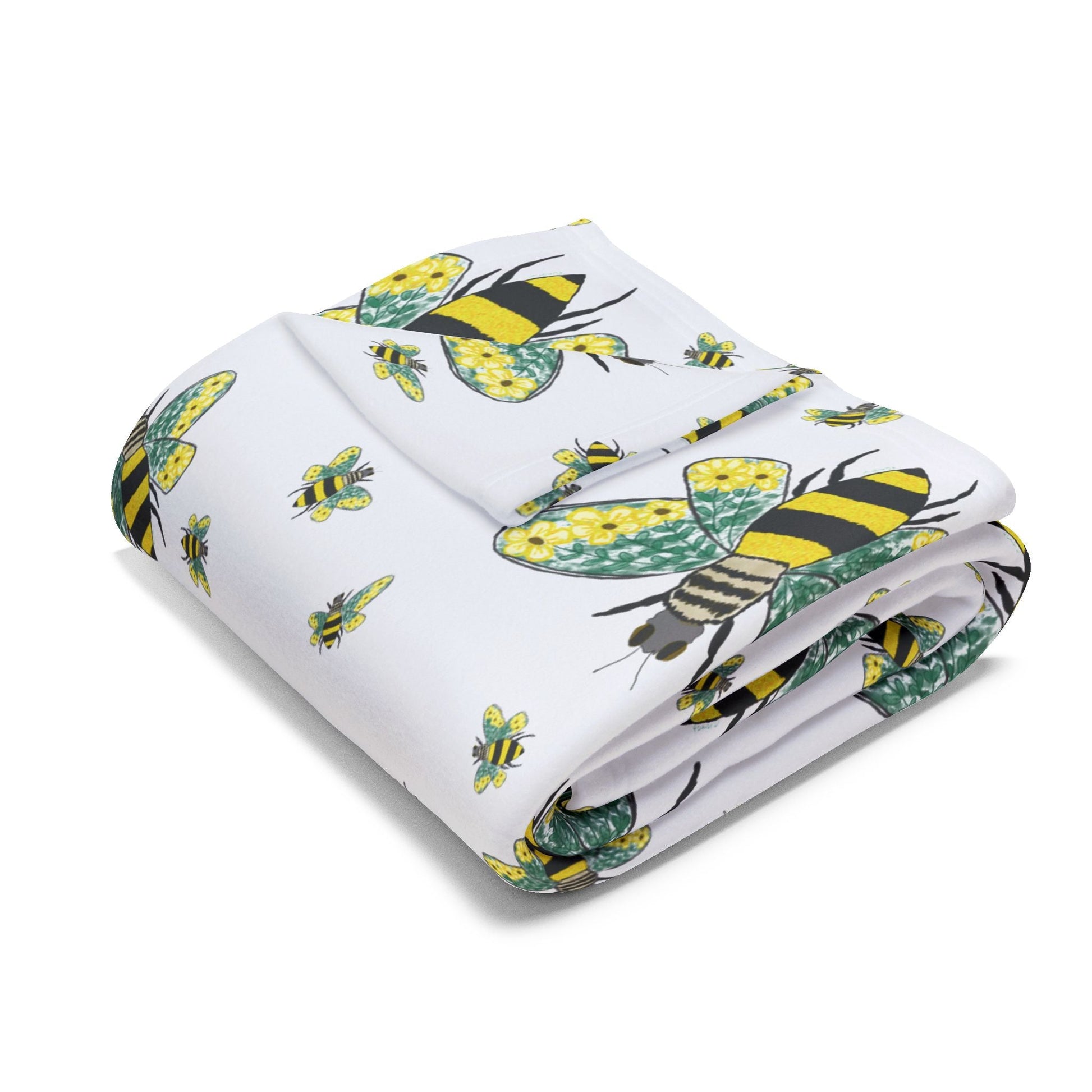 Bee - Themed Arctic Fleece Blankets - Blue Cava