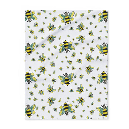 Bee - Themed Arctic Fleece Blankets - Blue Cava