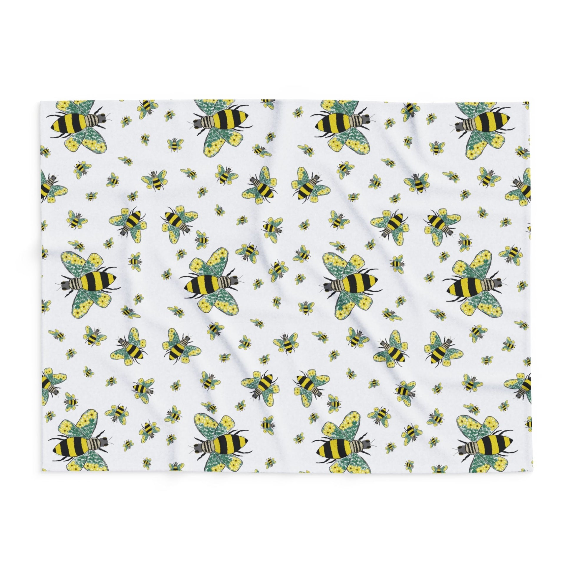 Bee - Themed Arctic Fleece Blankets - Blue Cava
