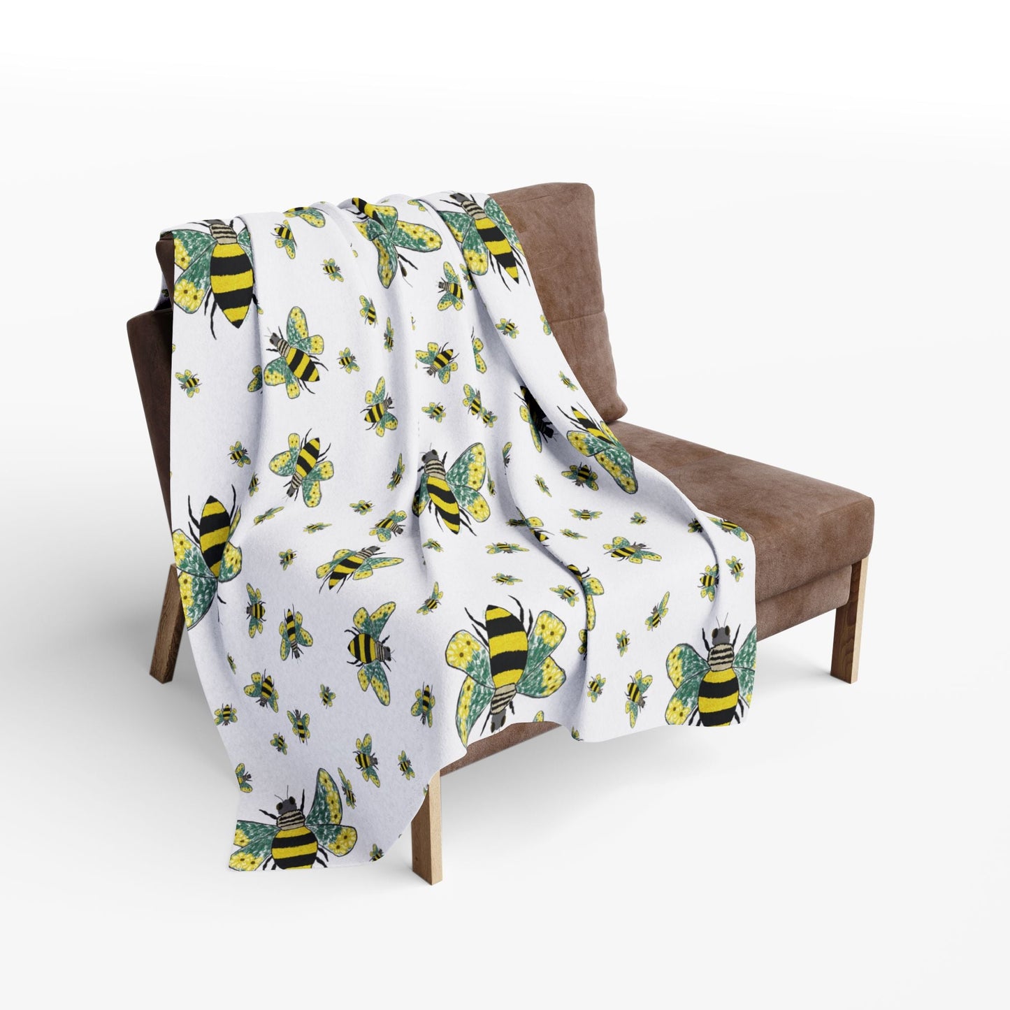 Bee - Themed Arctic Fleece Blankets - Blue Cava