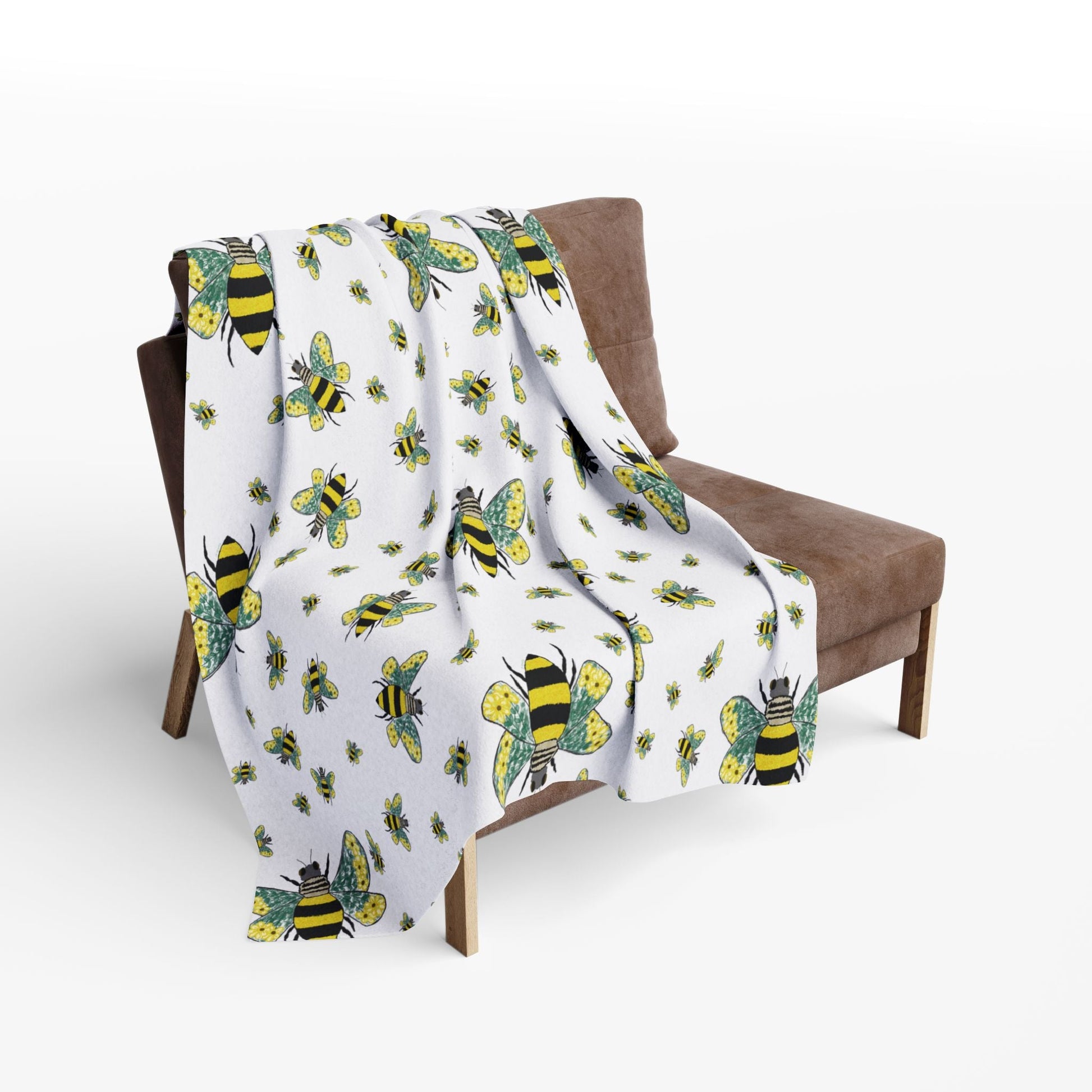 Bee - Themed Arctic Fleece Blankets - Blue Cava