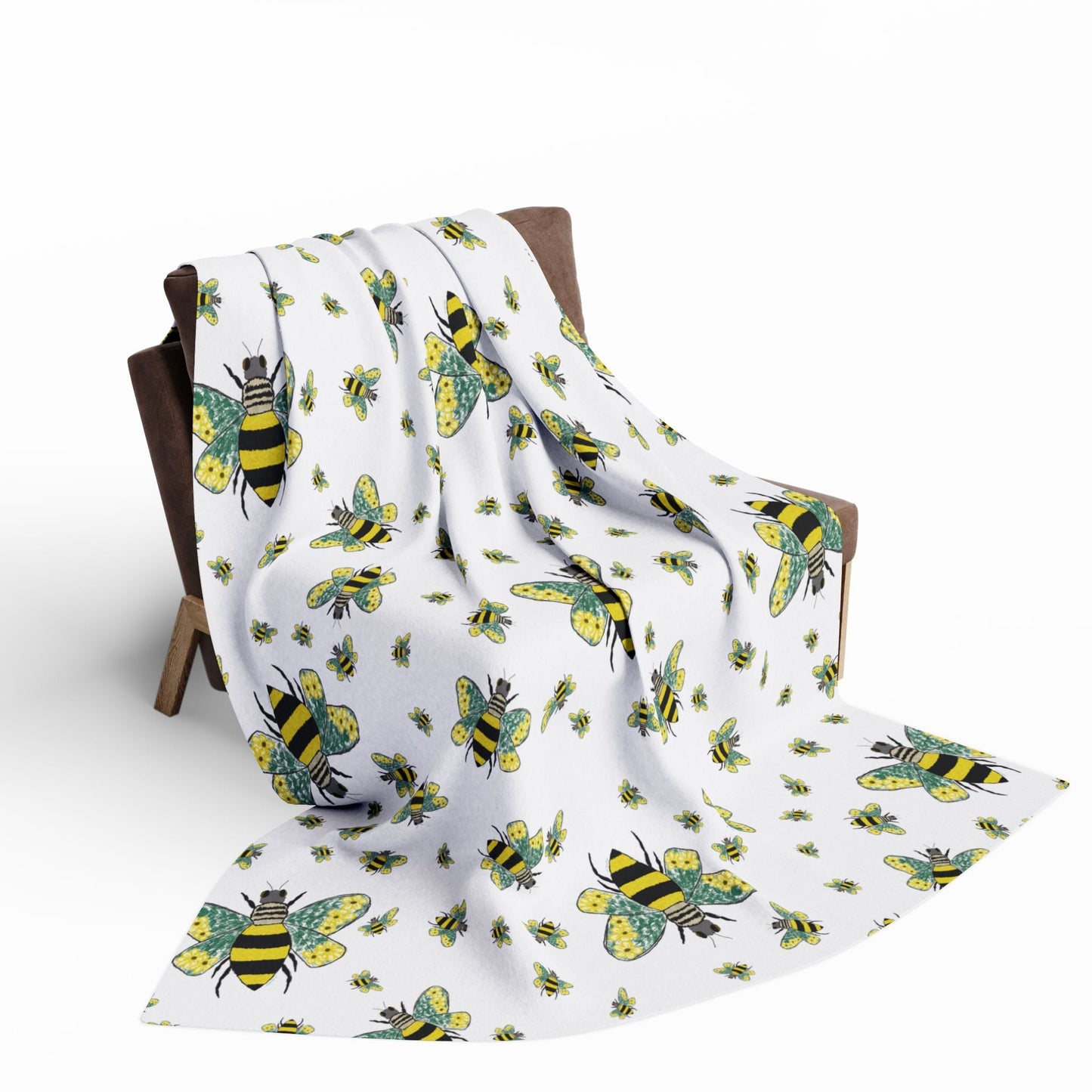 Bee - Themed Arctic Fleece Blankets - Blue Cava