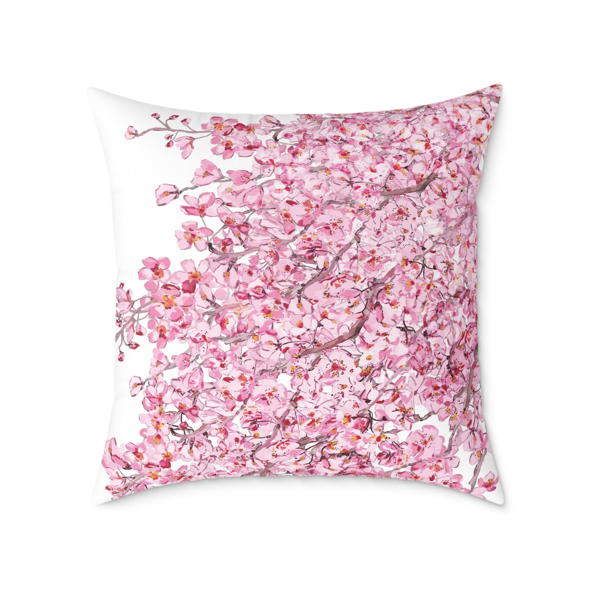 Blossom Floral Square Poly Canvas Pillow - Soft and Elegant Home Decor - Blue Cava