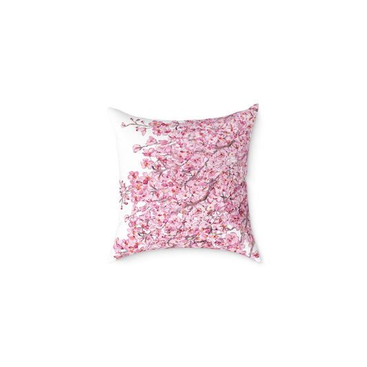 Blossom Floral Square Poly Canvas Pillow - Soft and Elegant Home Decor - Blue Cava