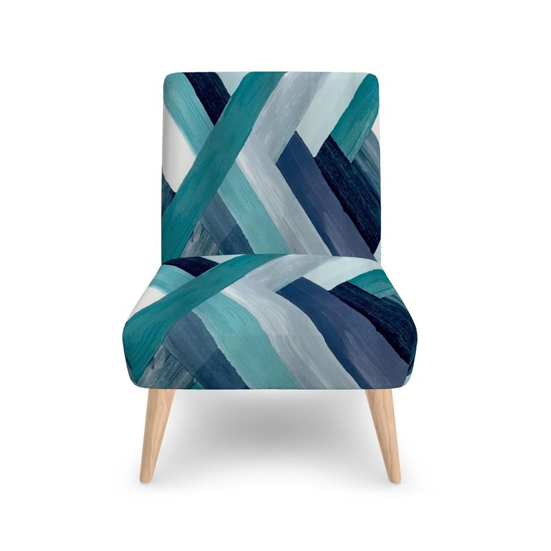 Blue And Green Striped Chair - Blue Cava