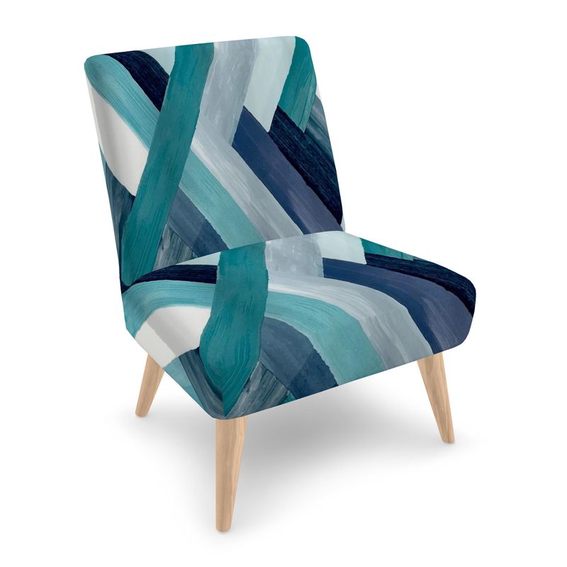 Blue And Green Striped Chair - Blue Cava