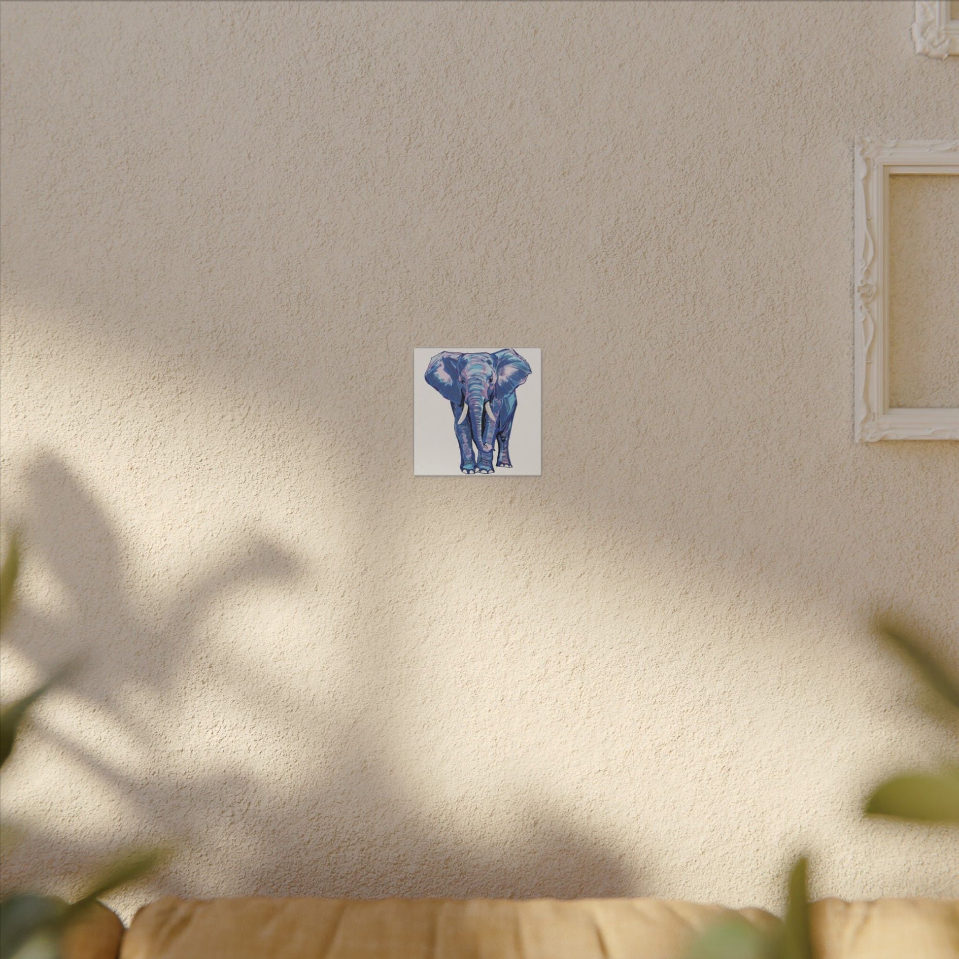 Blue and Pink Elephant Canvas Art - Colorful Elephant Wall Décor - Blue Cava
