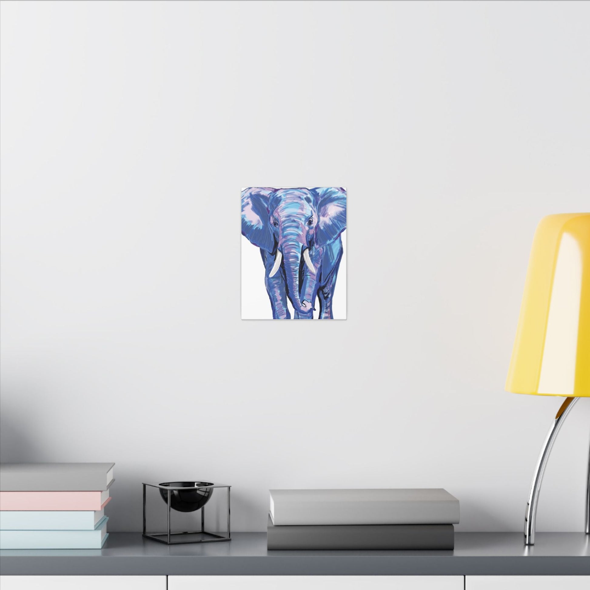 Blue and Pink Elephant Canvas Art - Colorful Elephant Wall Décor - Blue Cava