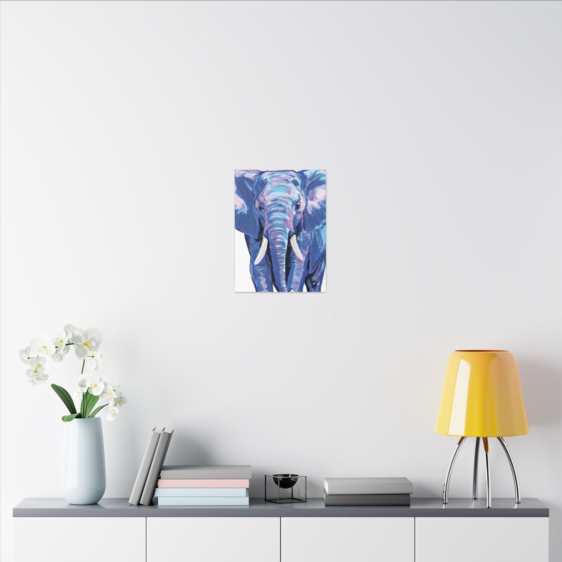 Blue and Pink Elephant Canvas Art - Colorful Elephant Wall Décor - Blue Cava