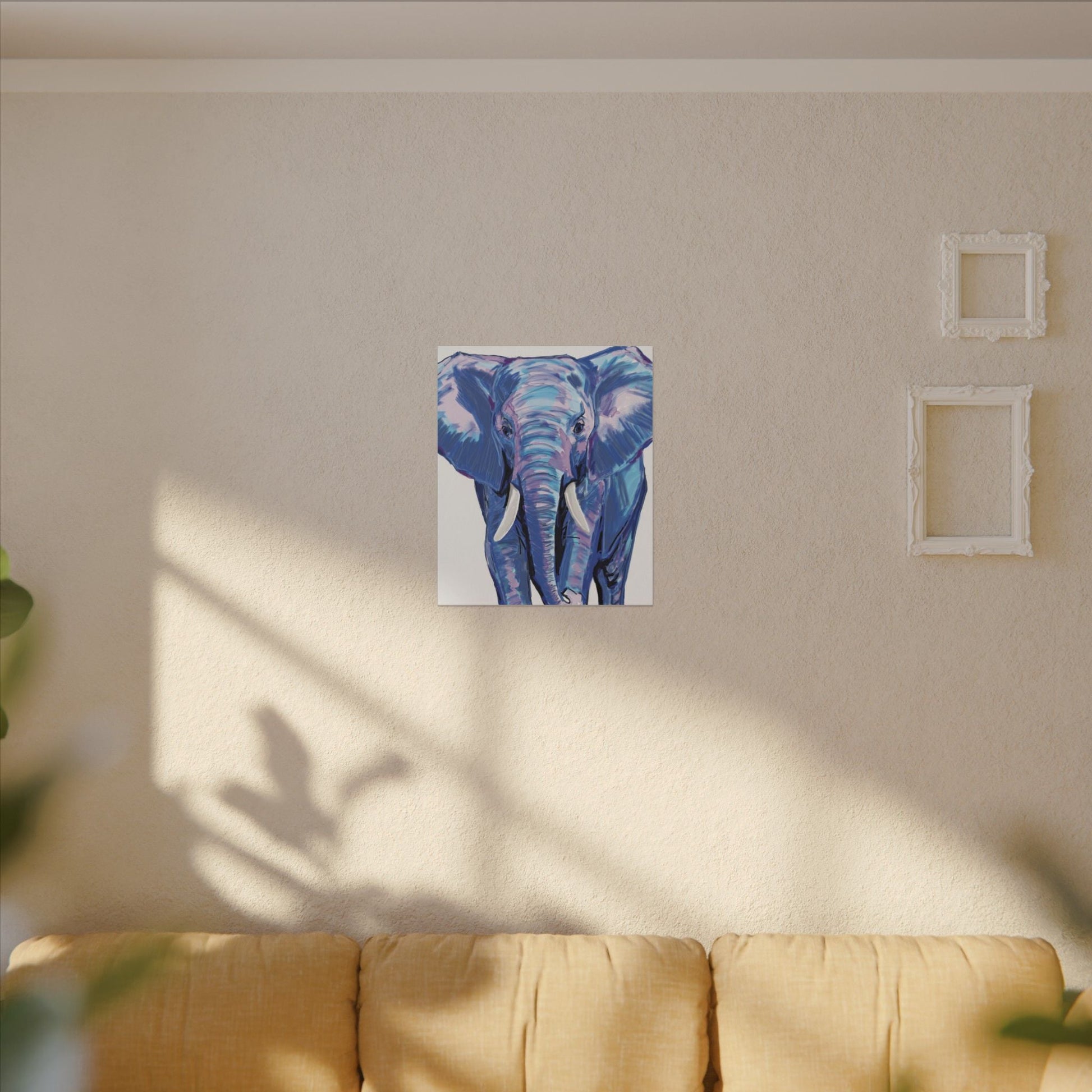 Blue and Pink Elephant Canvas Art - Colorful Elephant Wall Décor - Blue Cava