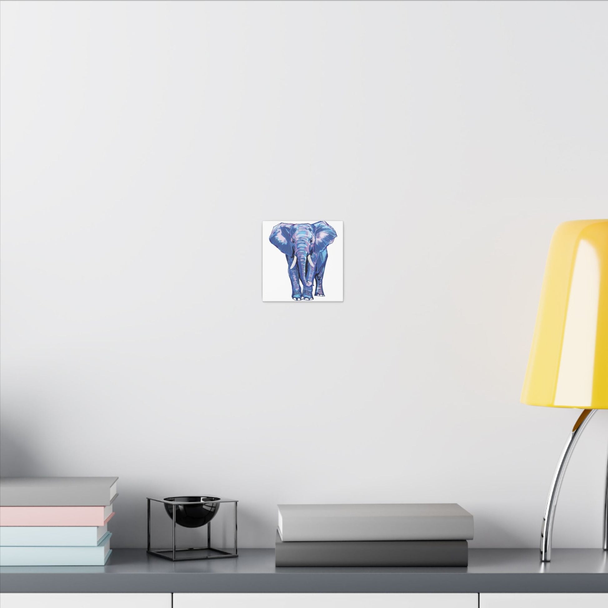 Blue and Pink Elephant Canvas Art - Colorful Elephant Wall Décor - Blue Cava