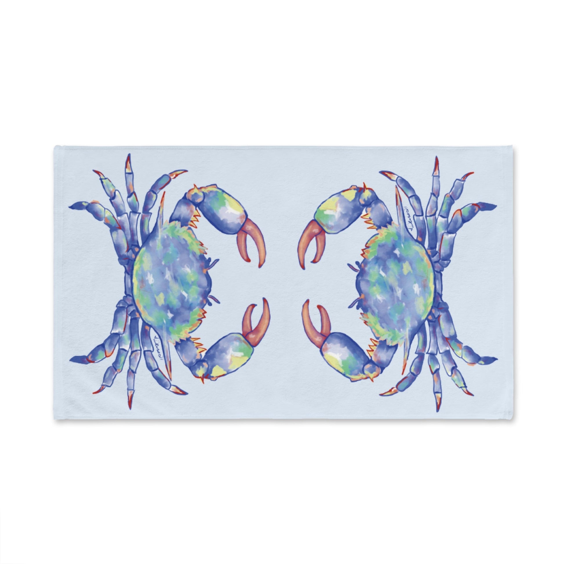 Blue Crab Hand Poly / Cotton Towel - Blue Cava
