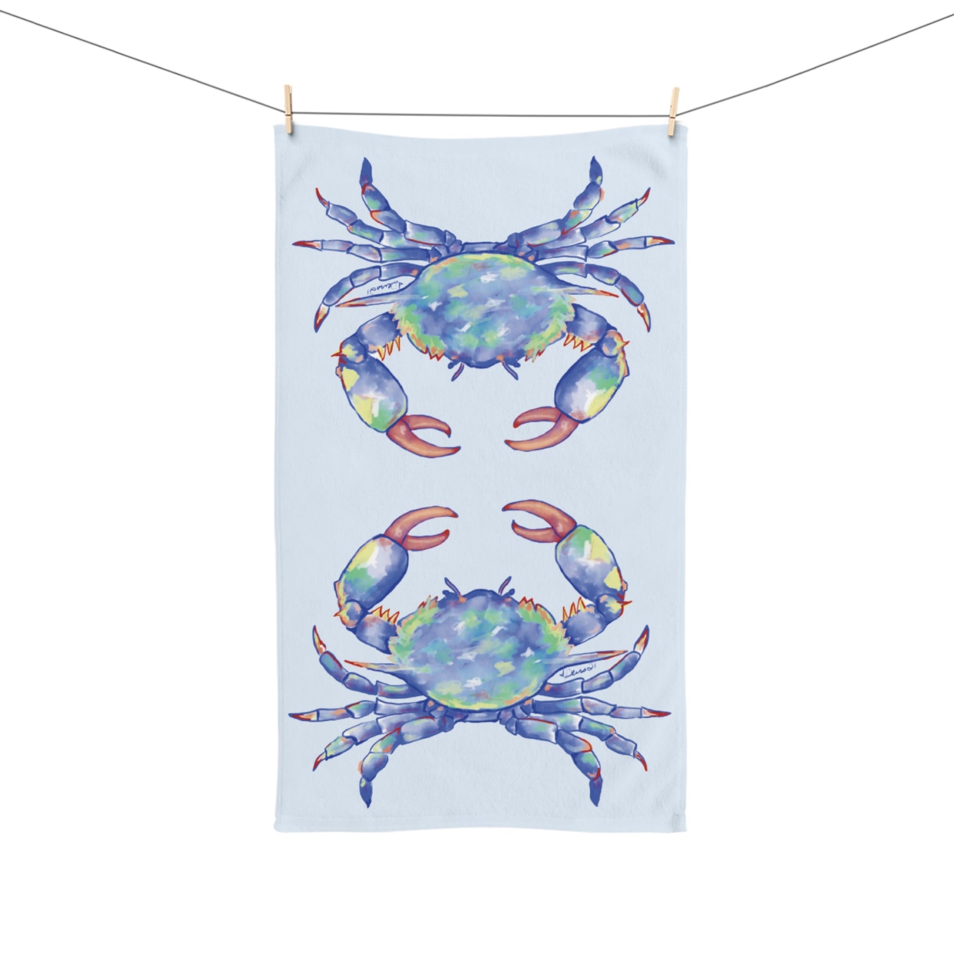 Blue Crab Hand Poly / Cotton Towel - Blue Cava