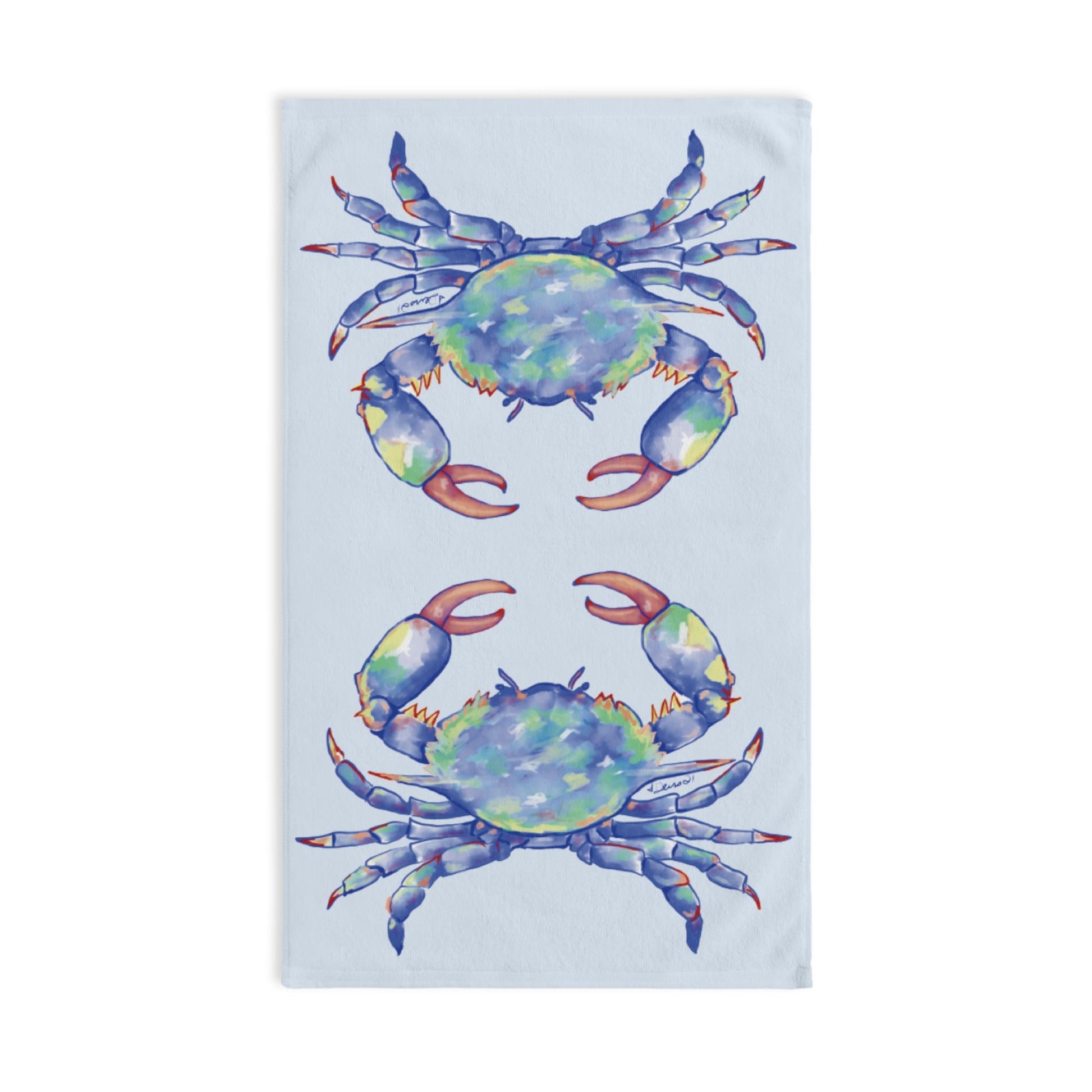 Blue Crab Hand Poly / Cotton Towel - Blue Cava
