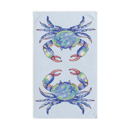 Blue Crab Hand Poly / Cotton Towel - Blue Cava