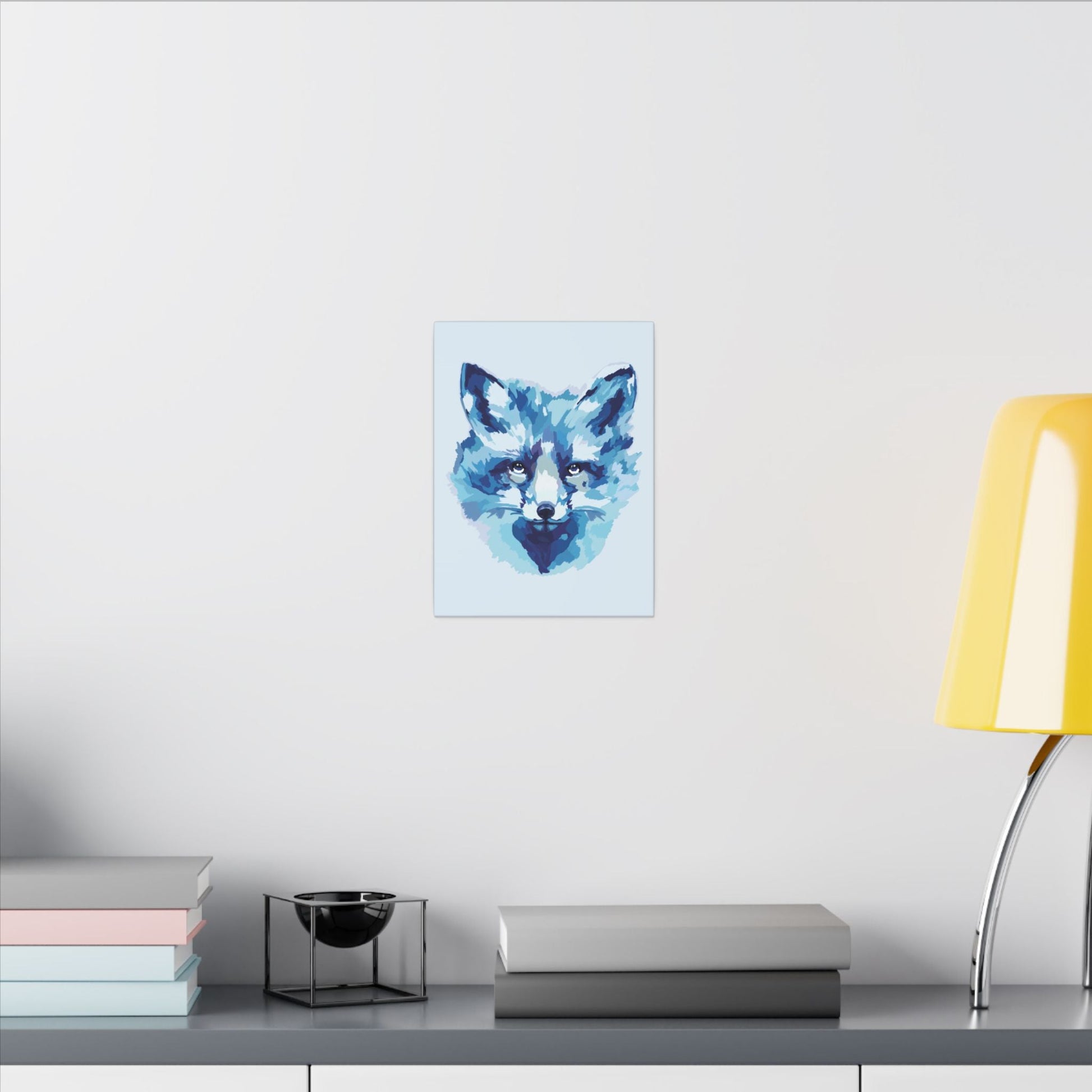 Blue Fox Portrait Canvas Wall Art - Blue Cava