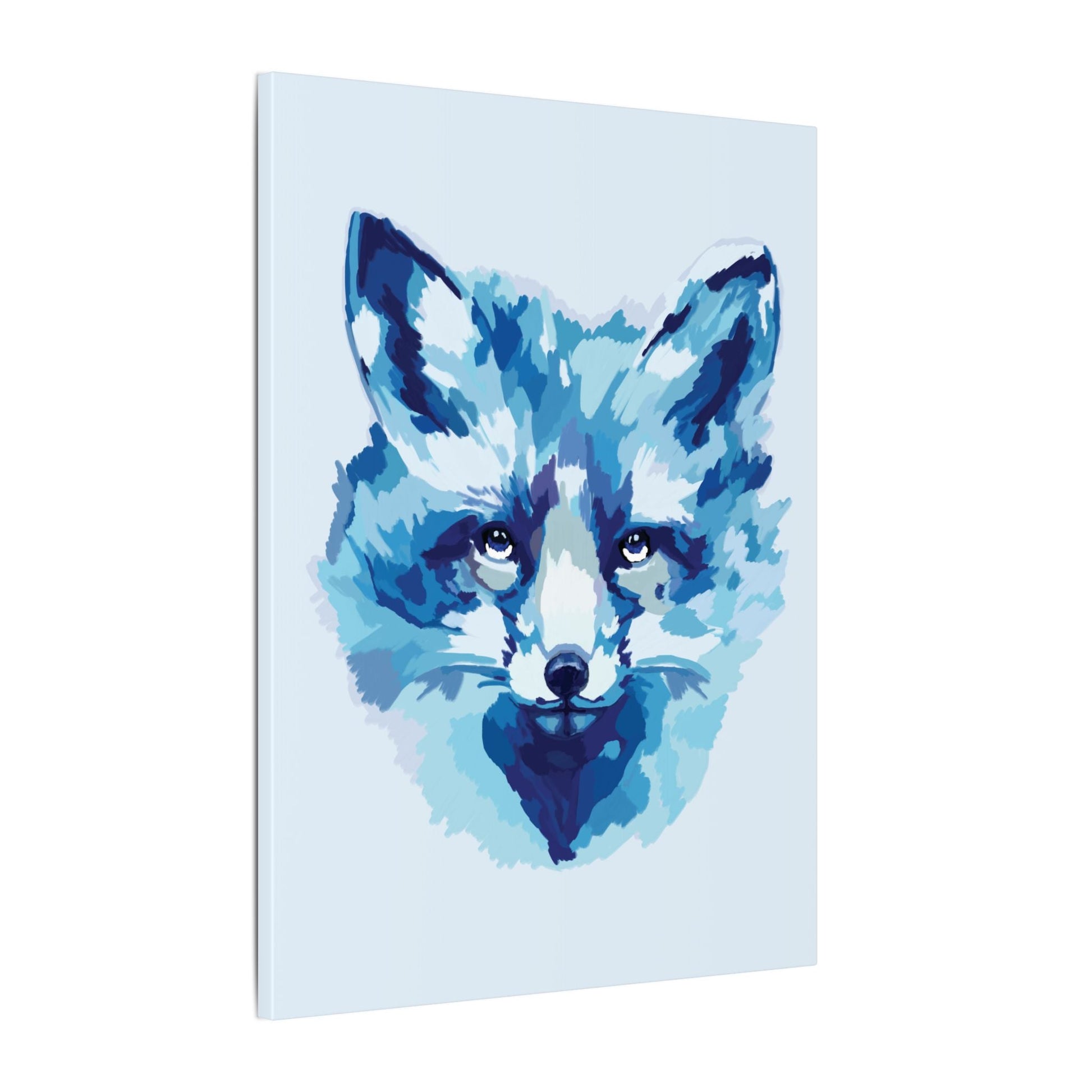 Blue Fox Portrait Canvas Wall Art - Blue Cava