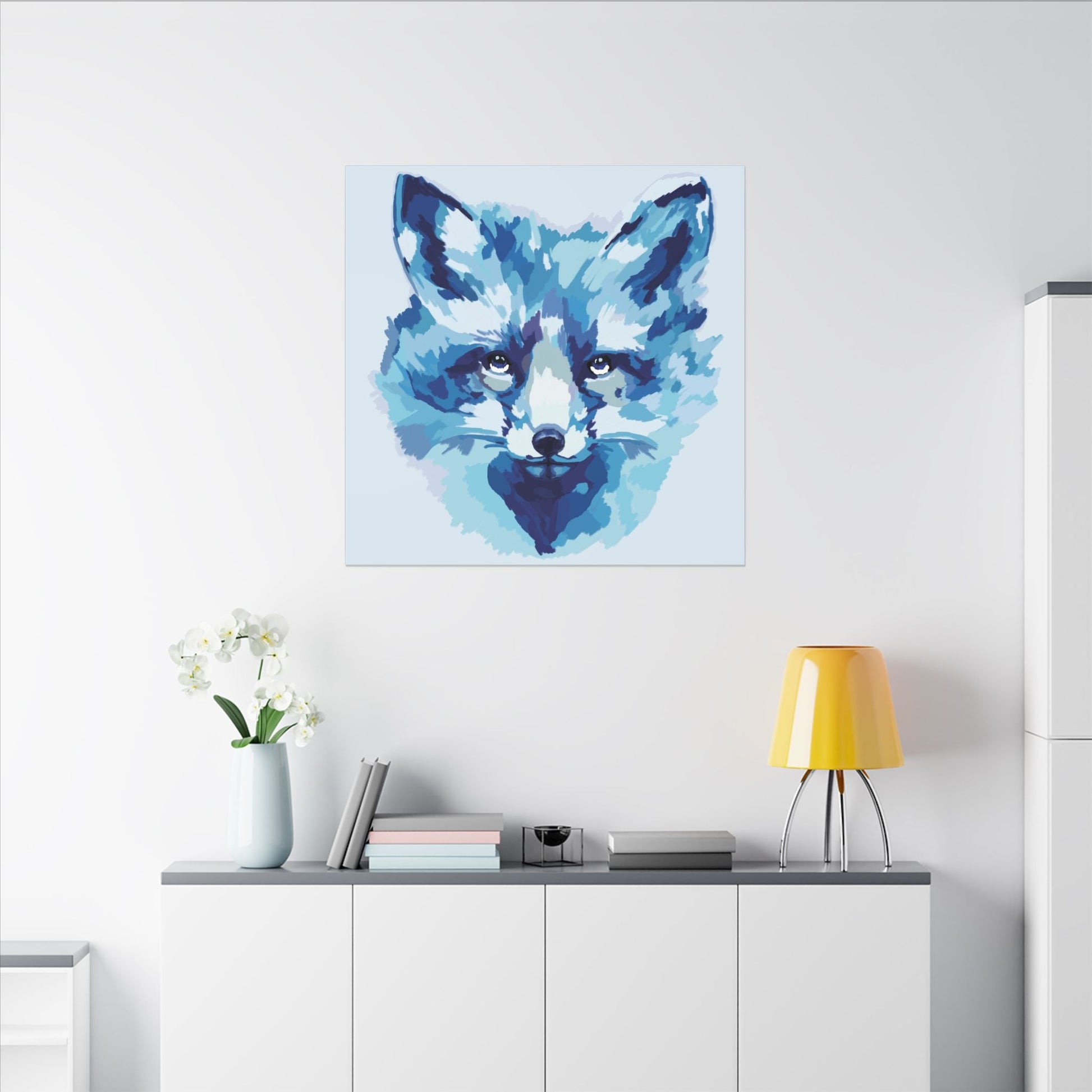 Blue Fox Portrait Canvas Wall Art - Blue Cava