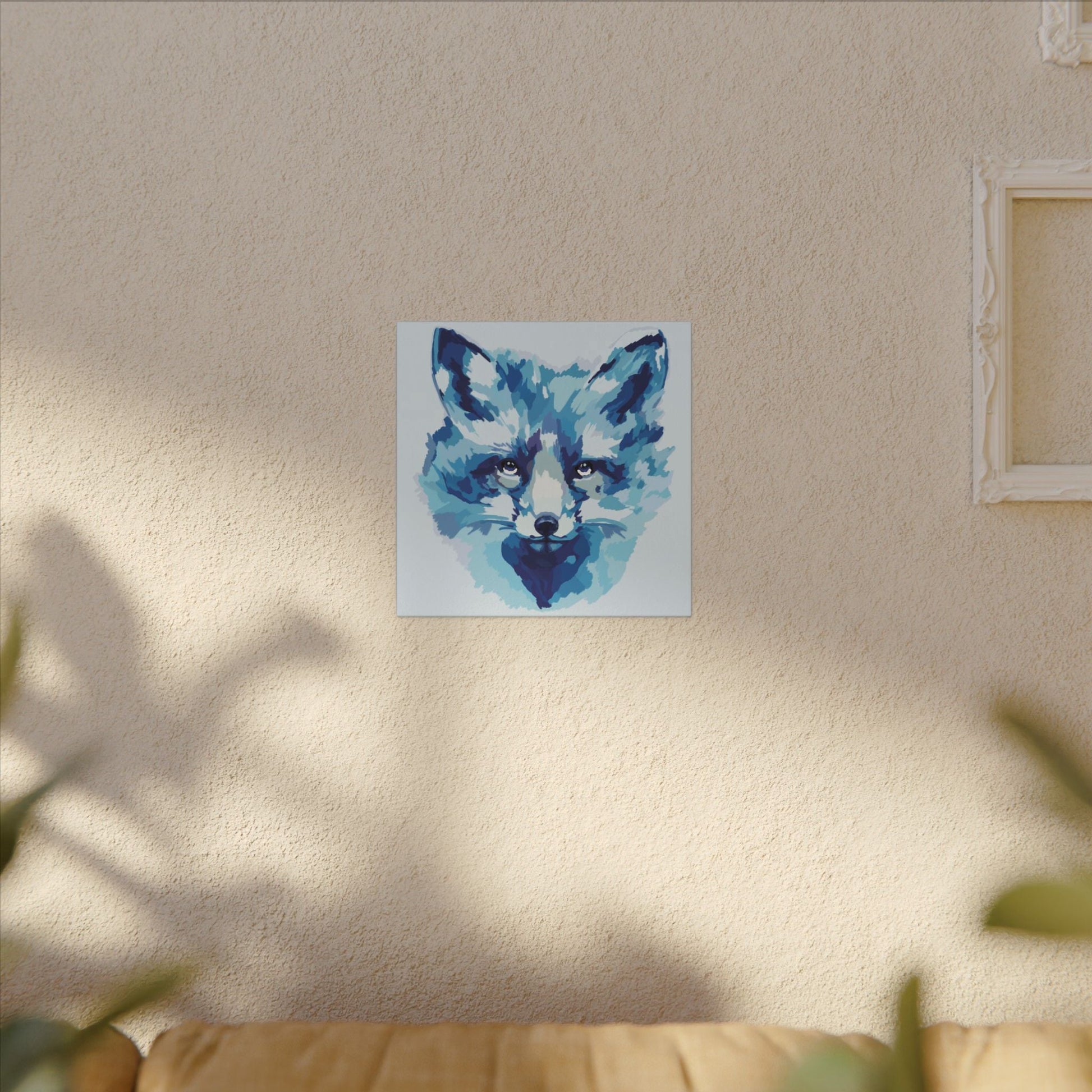 Blue Fox Portrait Canvas Wall Art - Blue Cava