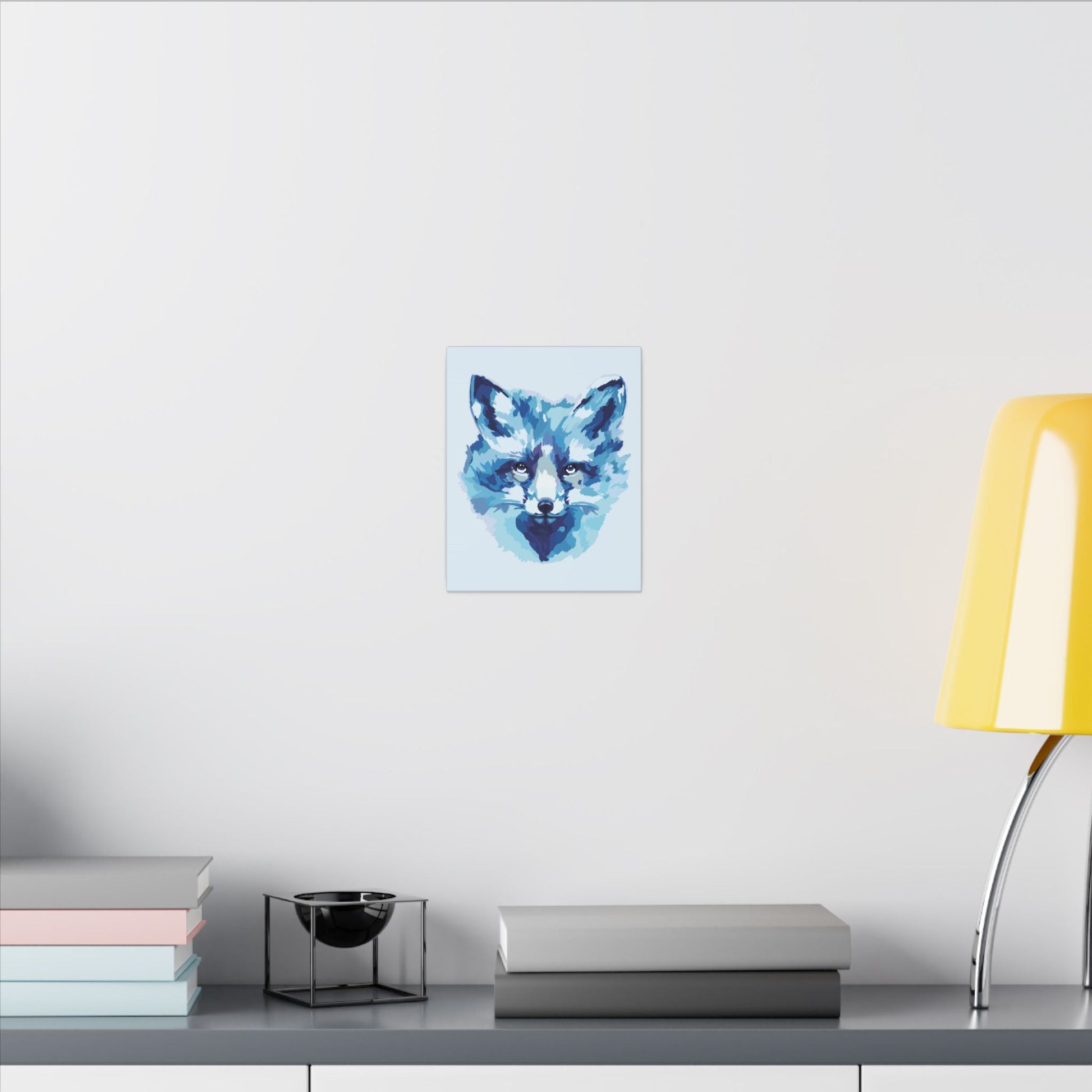 Blue Fox Portrait Canvas Wall Art - Blue Cava