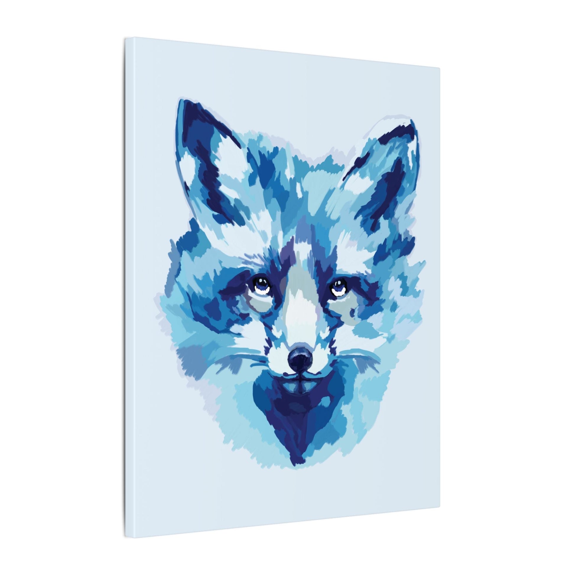 Blue Fox Portrait Canvas Wall Art - Blue Cava