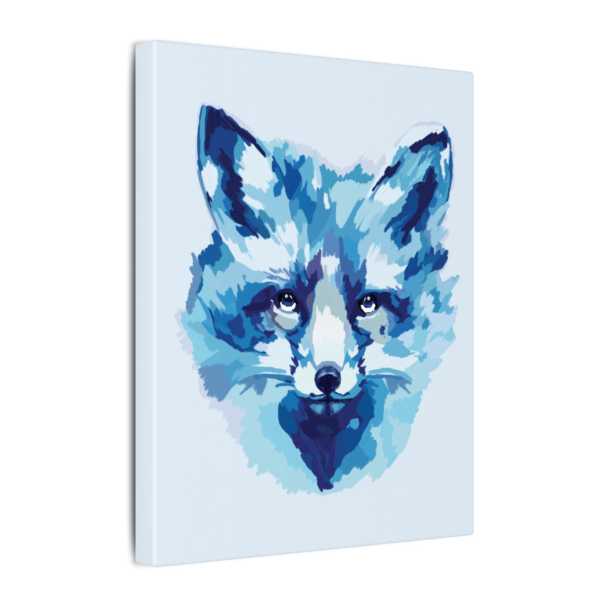 Blue Fox Portrait Canvas Wall Art - Blue Cava