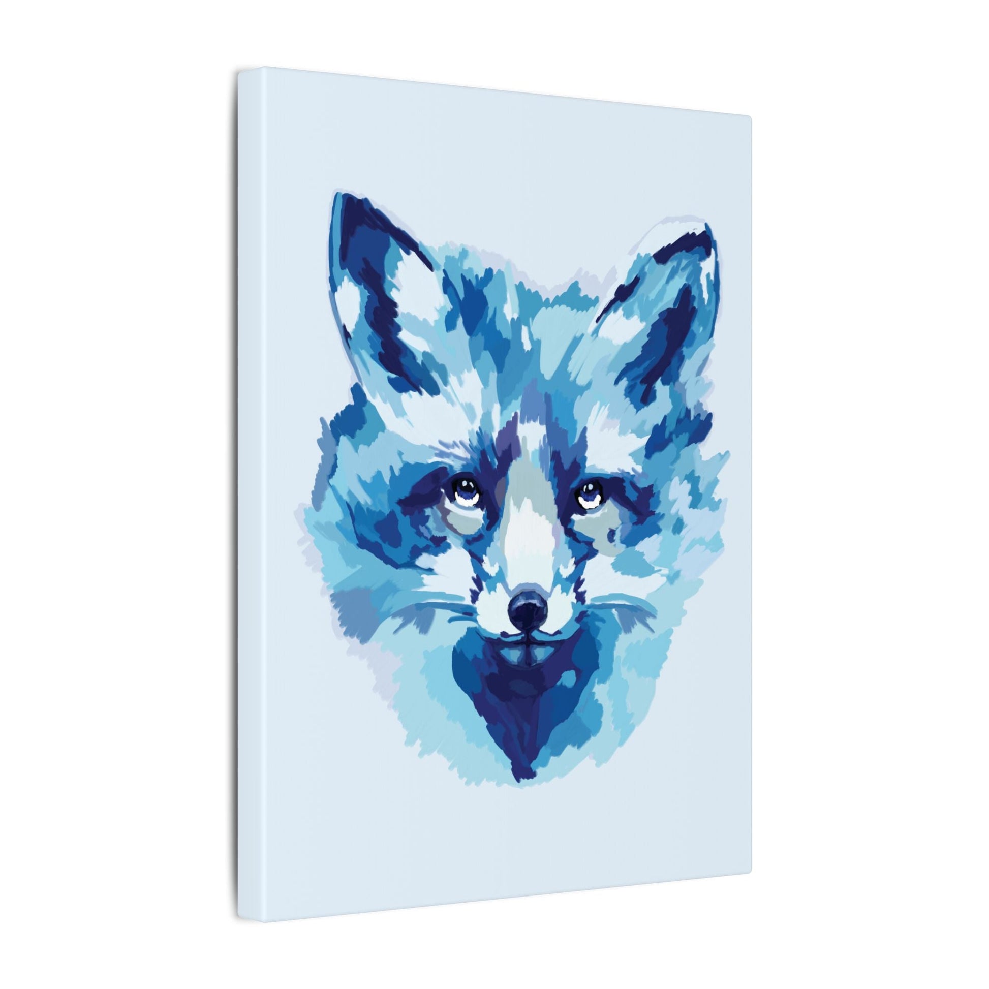 Blue Fox Portrait Canvas Wall Art - Blue Cava