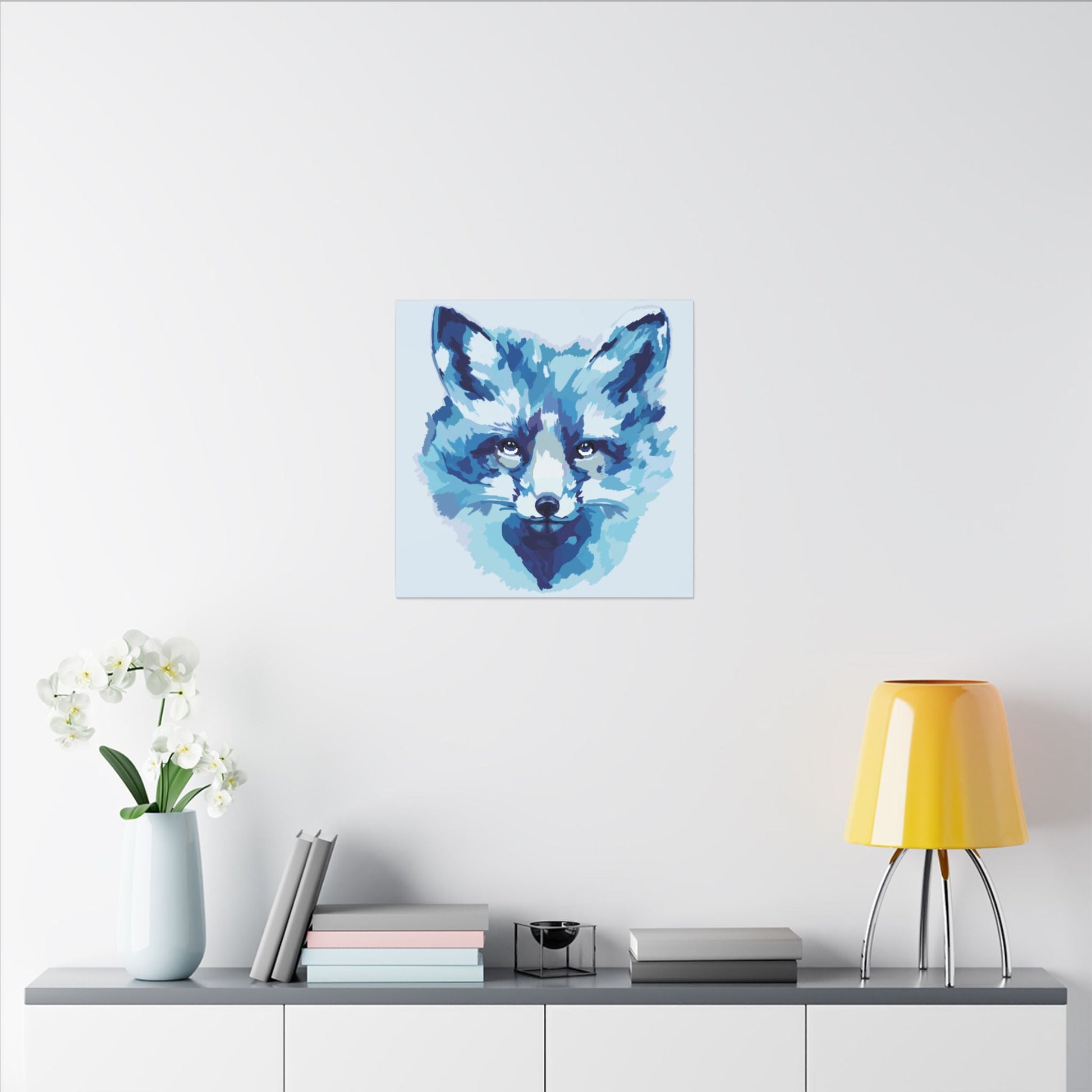 Blue Fox Portrait Canvas Wall Art - Blue Cava
