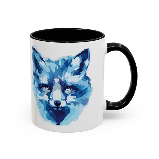 Blue Fox Two - Tone Ceramic Mugs - 11 oz & 15 oz - Blue Cava