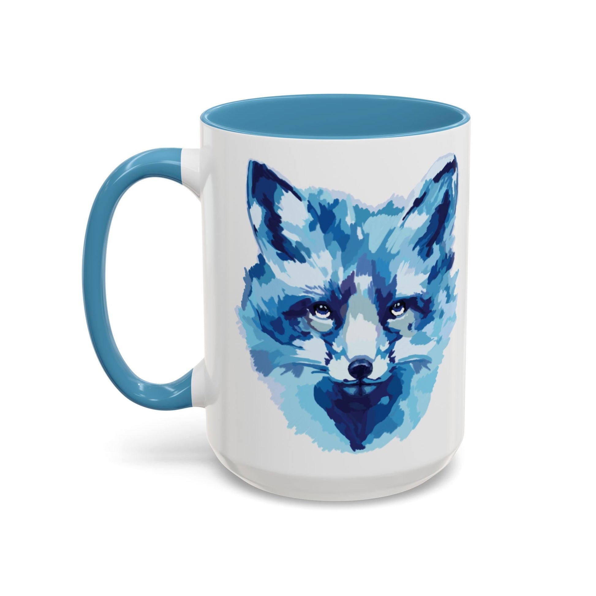 Blue Fox Two - Tone Ceramic Mugs - 11 oz & 15 oz - Blue Cava