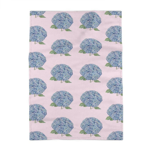 Blue Hydrangea Pink Tea Towel - Blue Cava