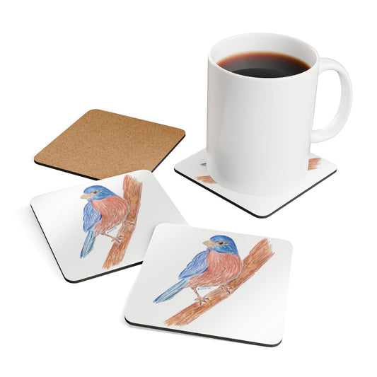 Blue Jay Corkwood Coaster Set - Blue Cava