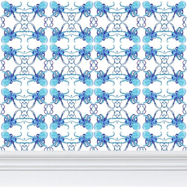 Blue Octopus Premium Wallpaper - Blue Cava