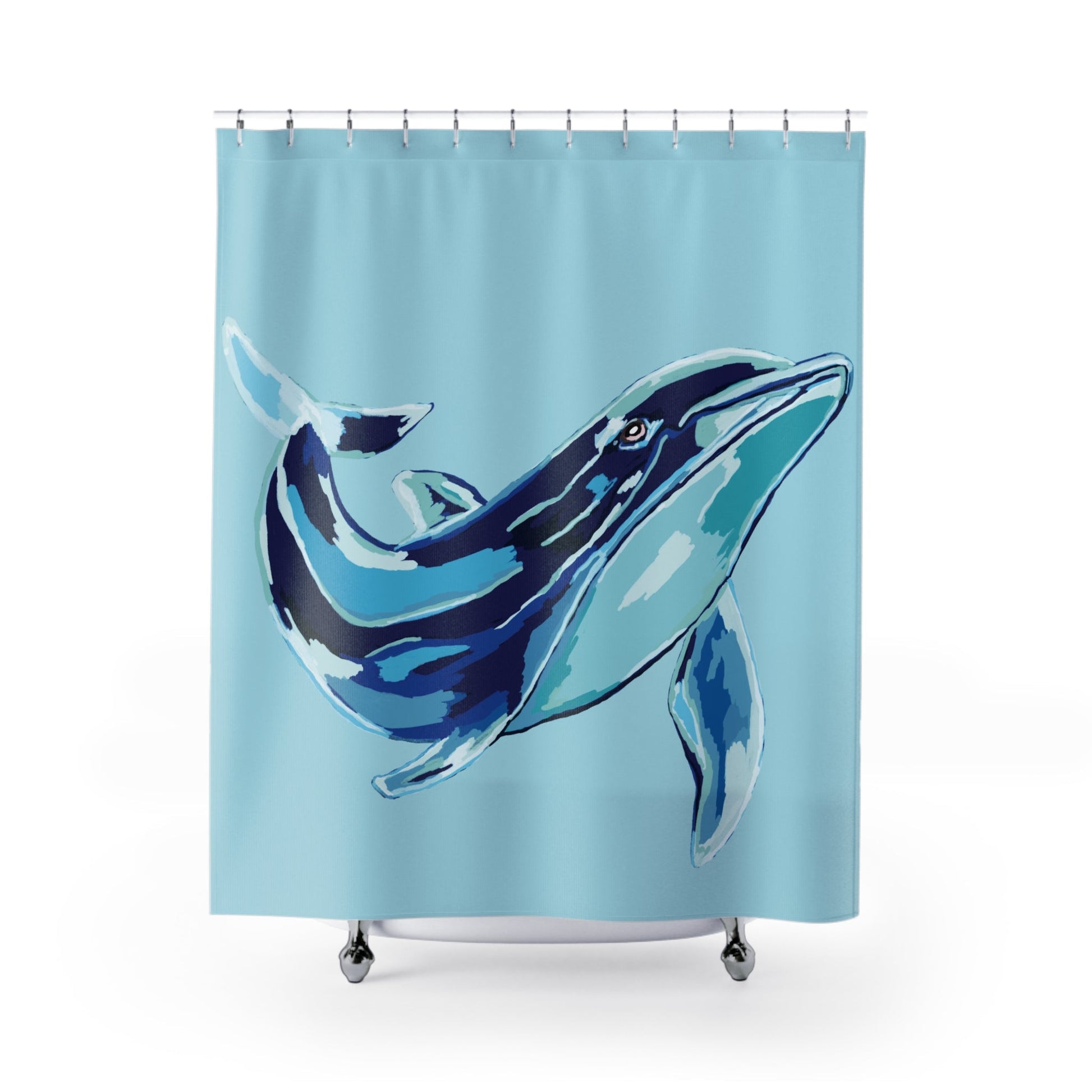 Blue Whale - Coastal Shower Curtain - Blue Cava