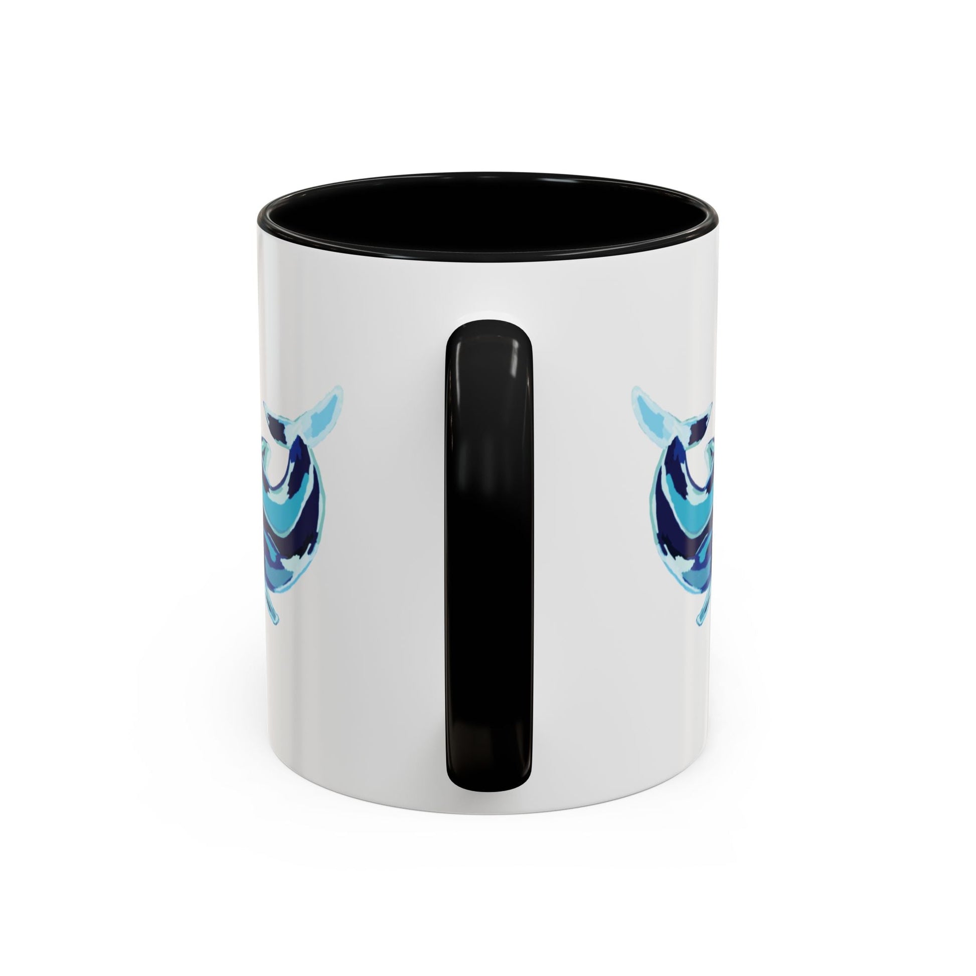Blue Whale Ocean Life Two Tone Ceramic Coffee Mug - 11 oz & 15 oz - Blue Cava