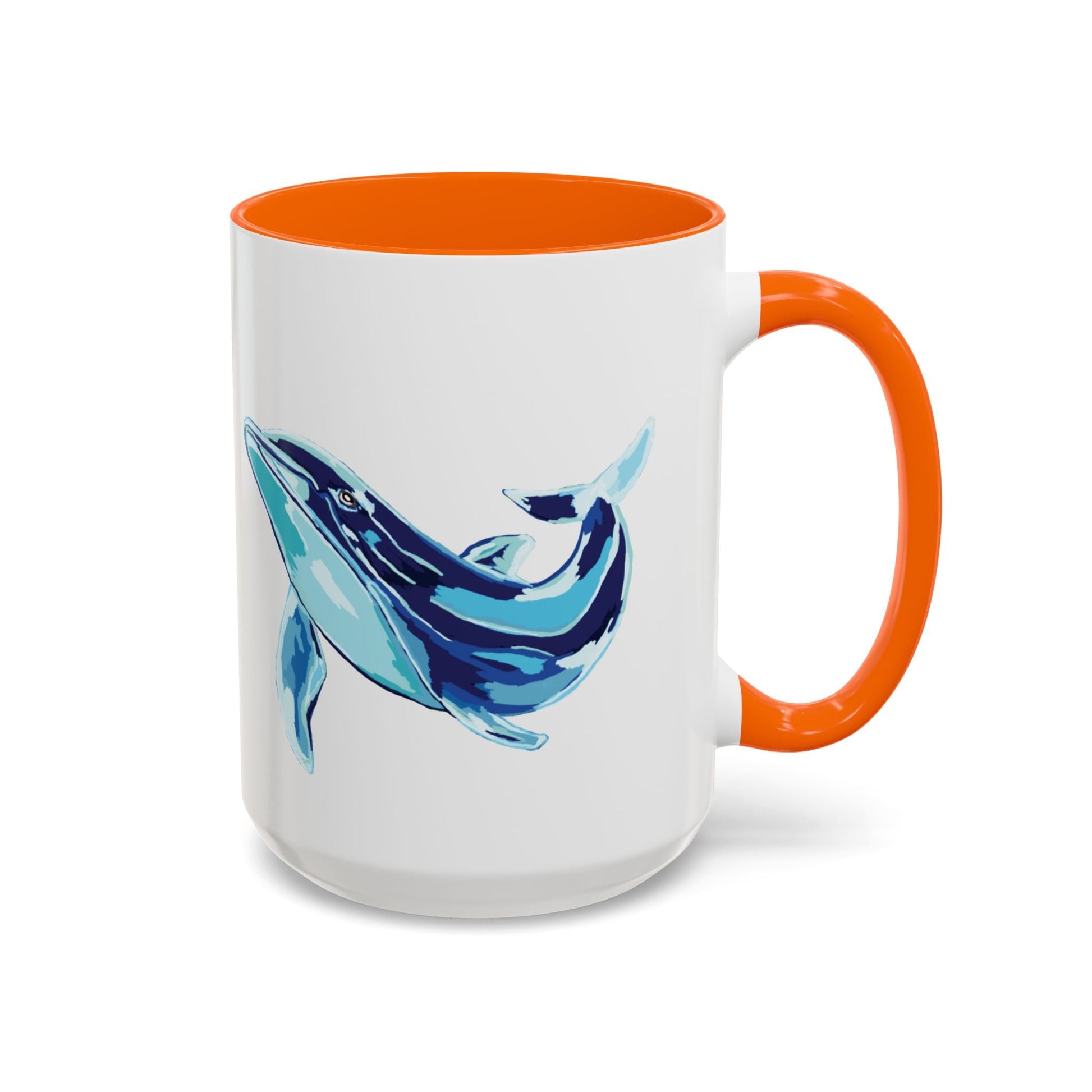 Blue Whale Ocean Life Two Tone Ceramic Coffee Mug - 11 oz & 15 oz - Blue Cava