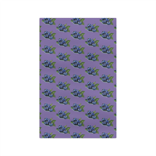 Blueberries Microfiber Waffle Towel - Blue Cava