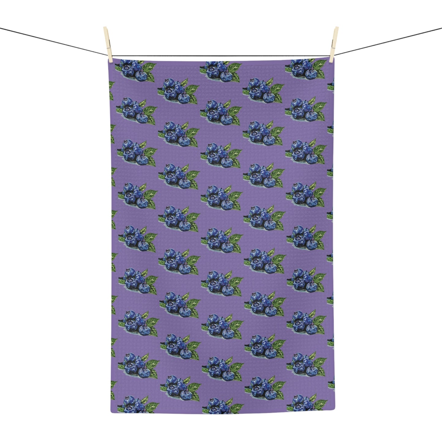 Blueberries Microfiber Waffle Towel - Blue Cava