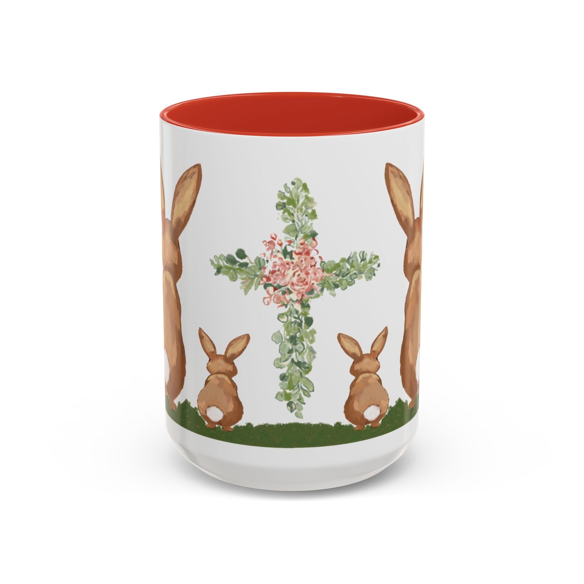 Bunny Love Easter Cross Accent Coffee Mug (11 oz & 15 oz) - Blue Cava