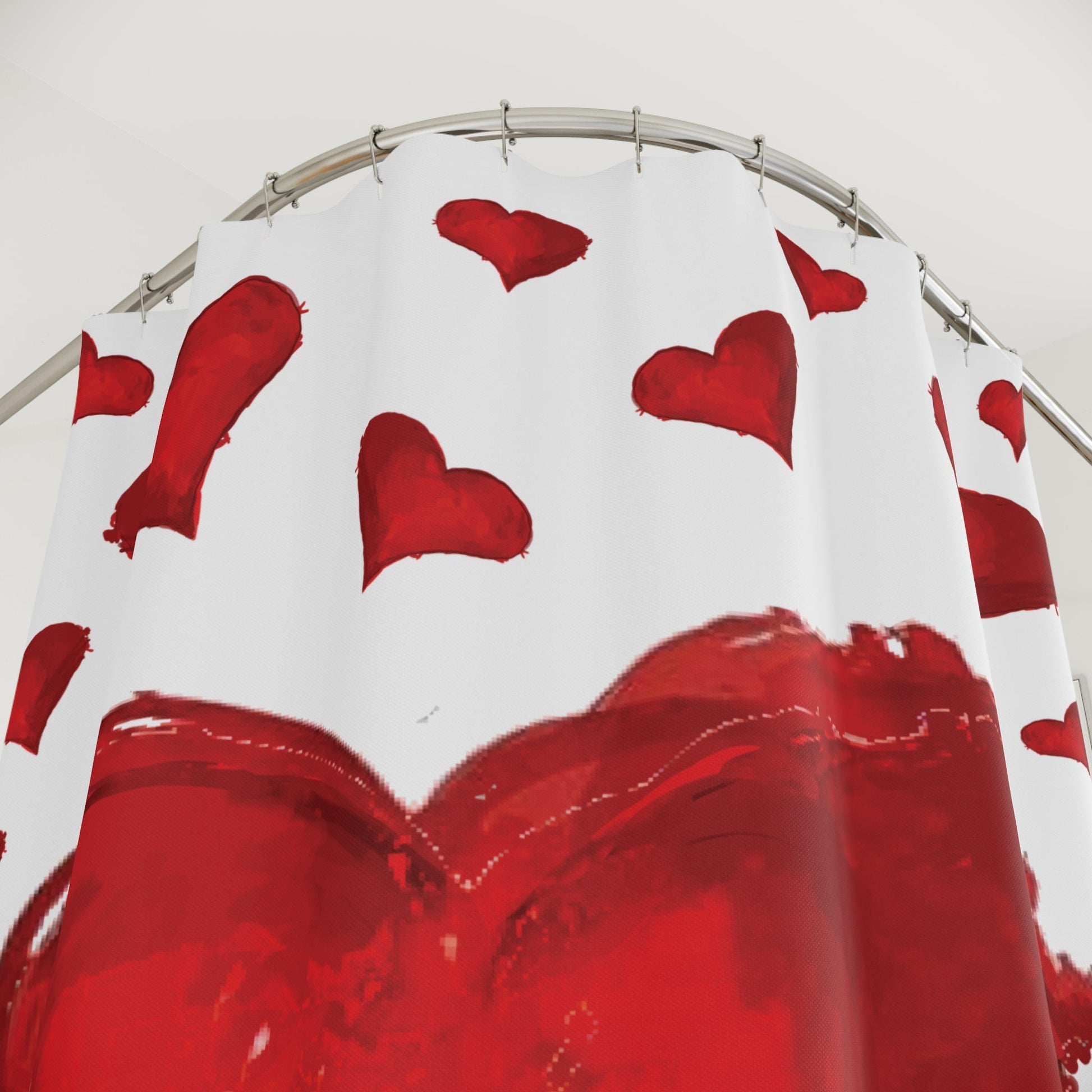 Bursting Heart Shower Curtain – Perfect for Valentine's Day and Love - filled Bathrooms - Blue Cava