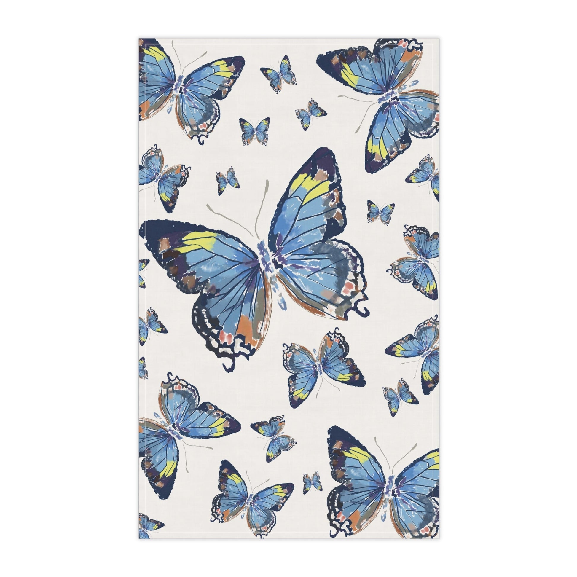 Butterflies Kitchen Tea Towels - Blue Cava