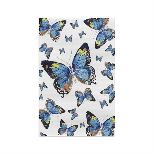 Butterflies Microfiber Waffle Towel - Blue Cava