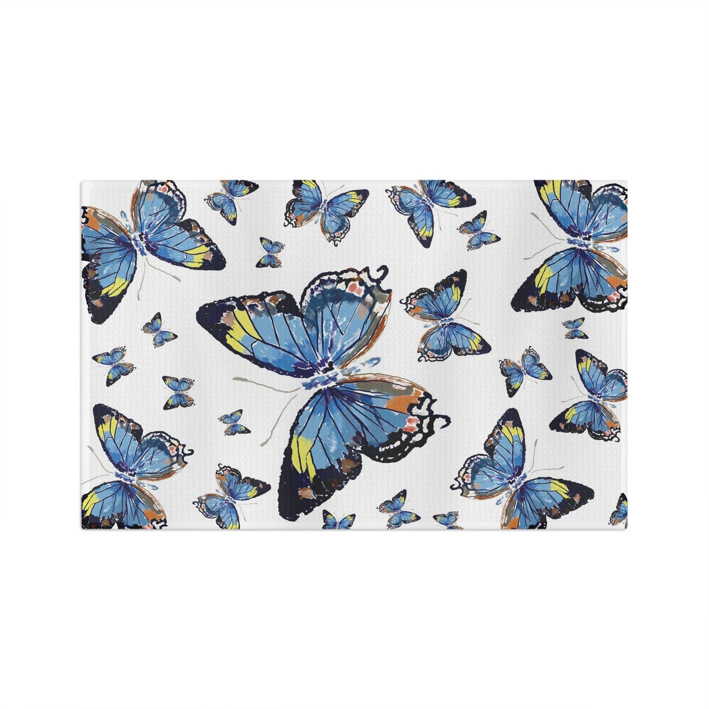 Butterflies Microfiber Waffle Towel - Blue Cava