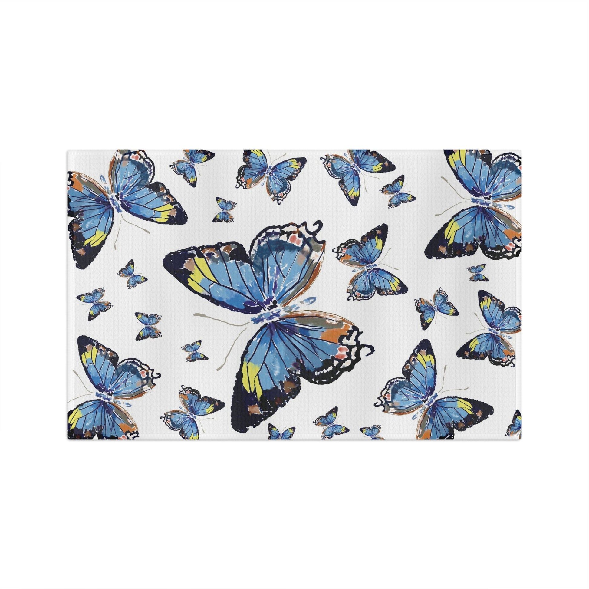 Butterflies Microfiber Waffle Towel - Blue Cava