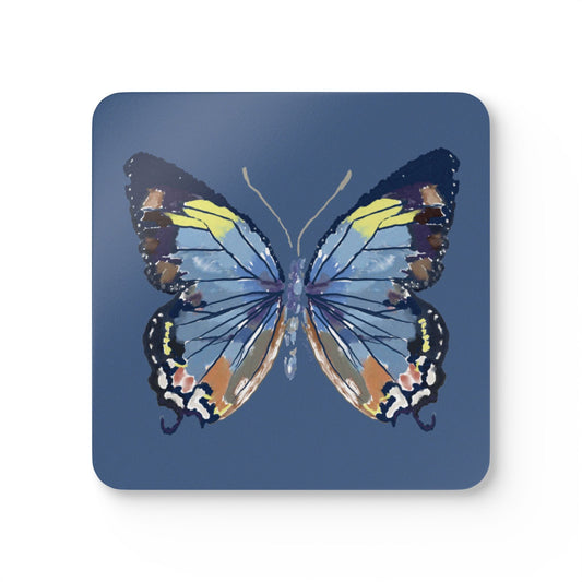 Butterfly Cork Coaster Set - Eco - Friendly Drinkware Accessories - Blue Cava
